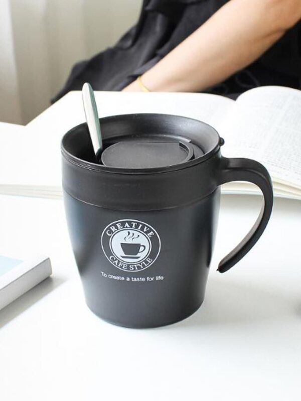 1pc Coffee Cup & Slogan Graphic Mug & 1pc Spoon