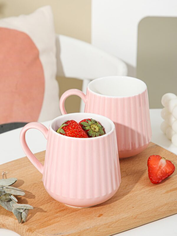 1pc Porcelain Mug, Minimalist Pink Textured Drinking Mug For Home